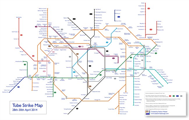 Tube Strike Map, April 2014